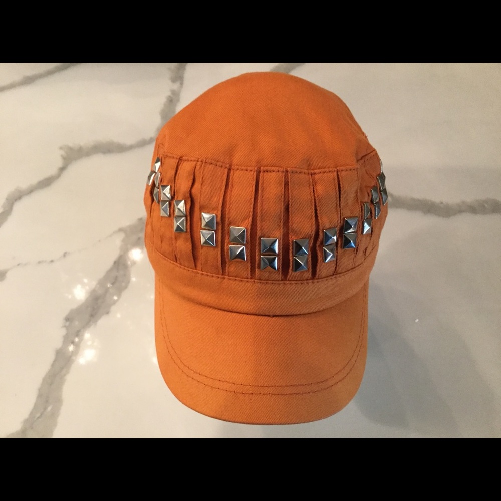 Orange Hat with Silver Studs